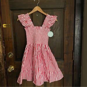 HILL HOUSE The Elizabeth Nap Dress in Cherry Stripe NWT
